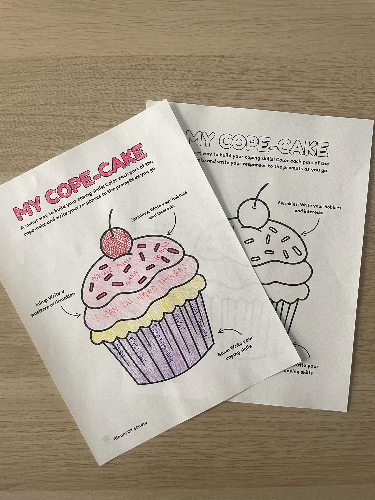 My Cope Cake - Coping Skills Worksheet - Mental Health Activity for All Ages | Printable Therapy Tool