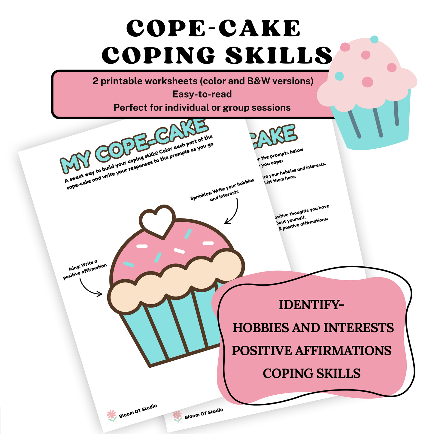 My Cope Cake - Coping Skills Worksheet - Mental Health Activity for All Ages | Printable Therapy Tool