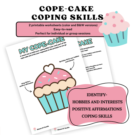 My Cope Cake - Coping Skills Worksheet - Mental Health Activity for All Ages | Printable Therapy Tool