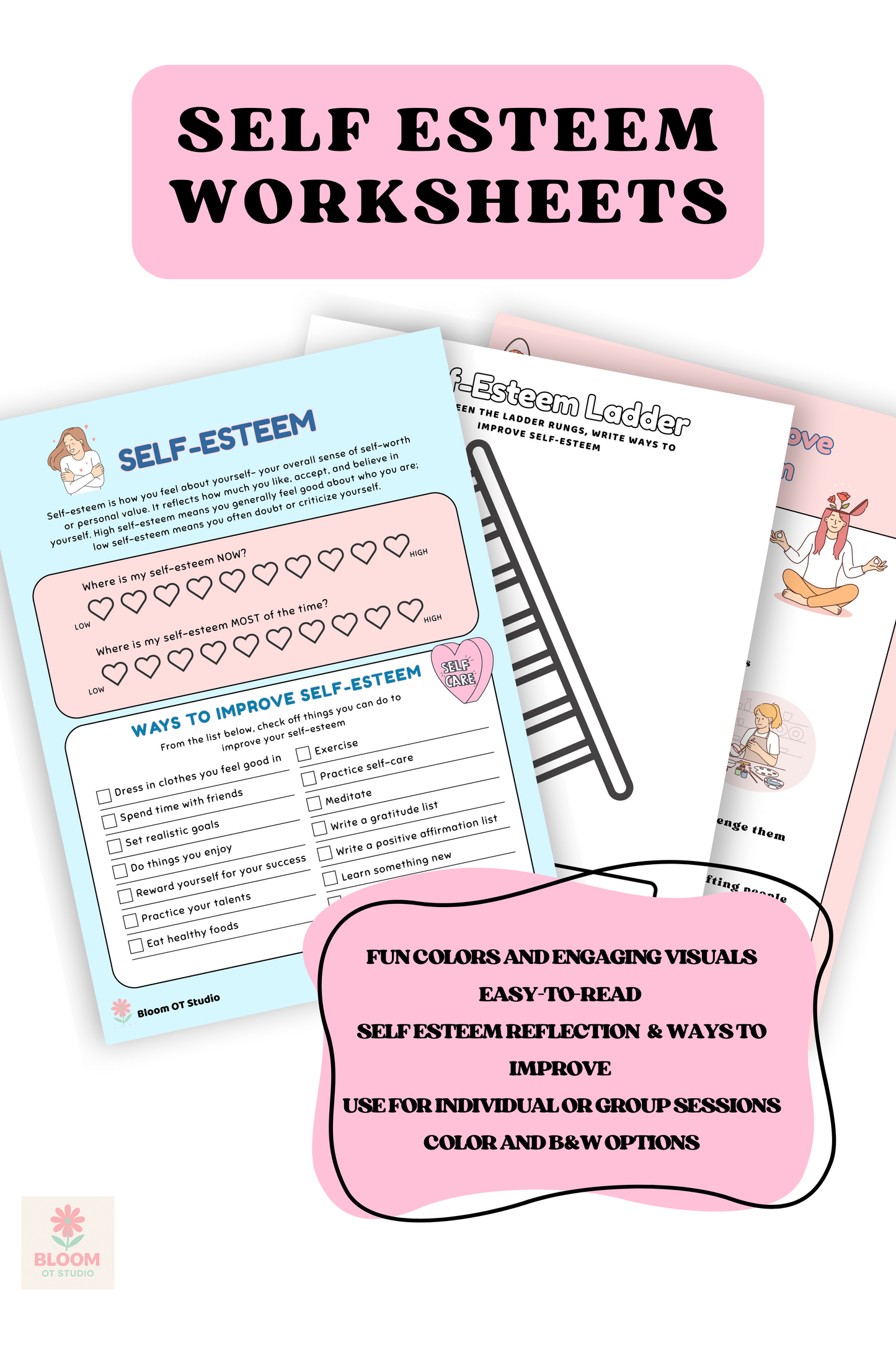 Printable Self-Esteem Worksheets for Kids, Teens & Adults | OT Mental Health Resource
