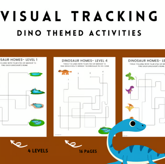 Visual Tracking Worksheet: Dinosaur Themed - Ocular Motor and Visual perceptual